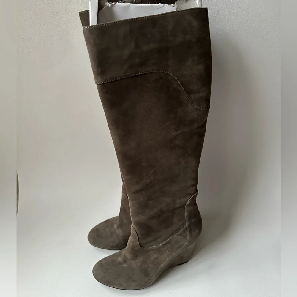 Via Spiga Wedge Tall Boots Adina Suede Size 7